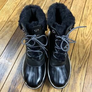JBU Jambu Mayland Black Waterproof Faux Fur Duck Boots Womens 10M